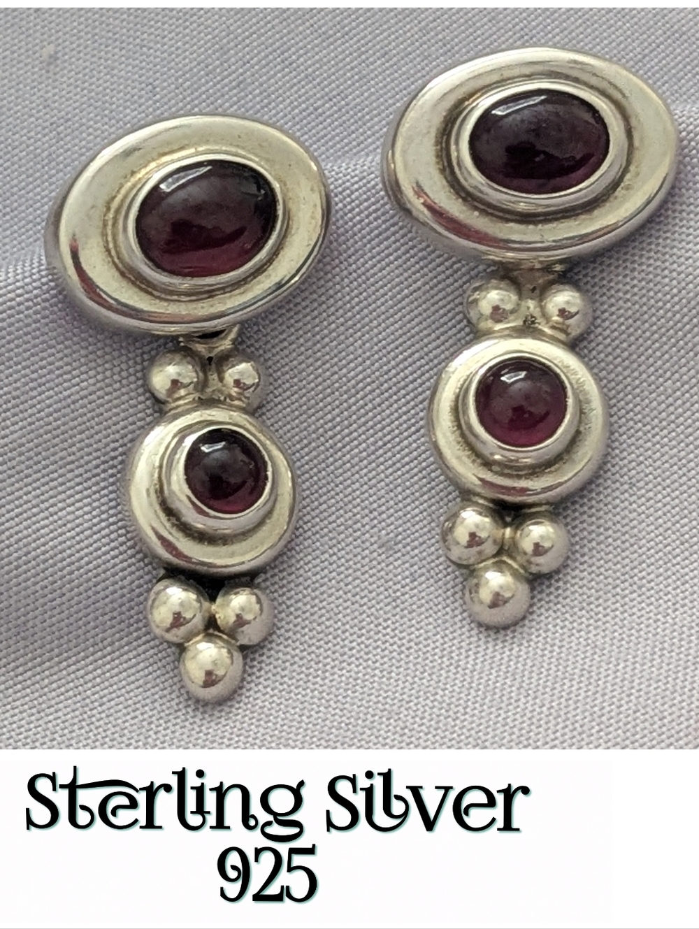 VINTAGE STERLING SILVER AND GARNET EARRINGS